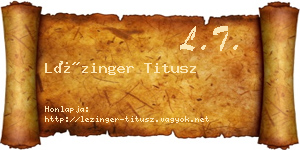 Lézinger Titusz névjegykártya